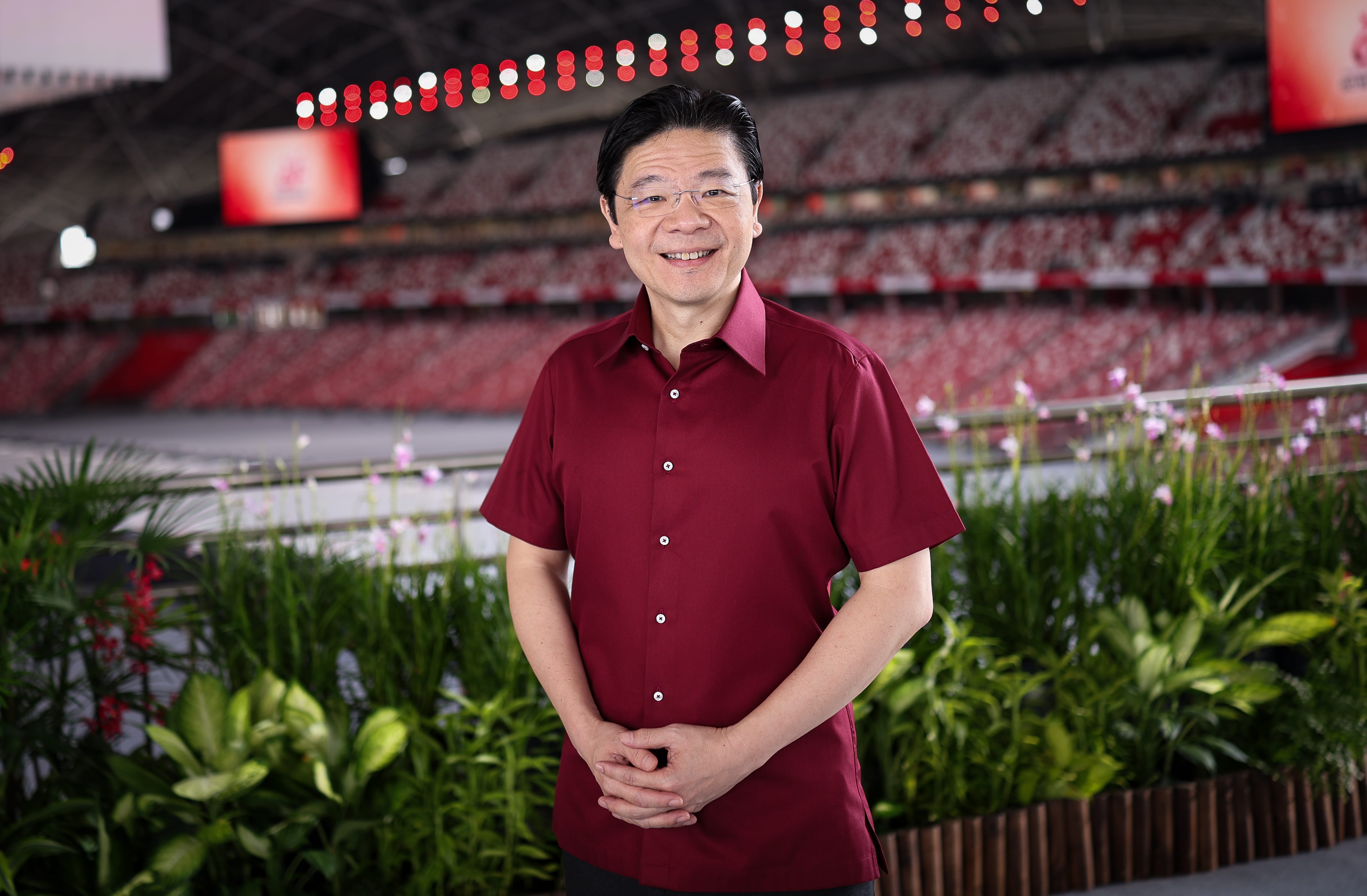Photo of PM Lawrence Wong at the National Stadium for the recording of the National Day Message 2026